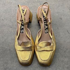 Rochas Gold Textured Pumps